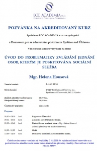Úvod do problematiky zvládání jednání osob, kterým je poskytována sociální služba