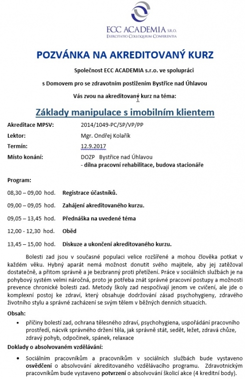 Základy manipulace s imobilním klientem