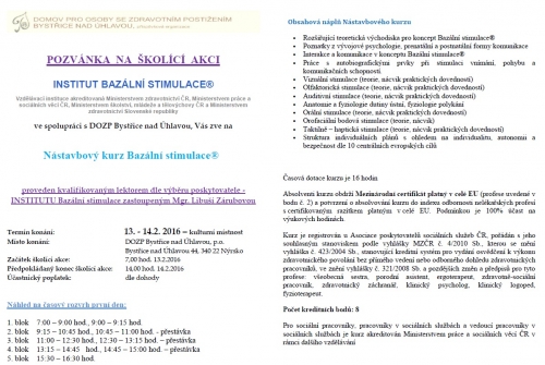Nástavbový kurz bazální stimulace