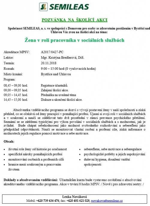 Žena v roli pracovníka v sociálních službách